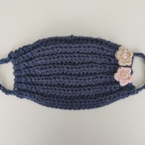 Floral Navy Blue Handmade Crochet Face Mask
